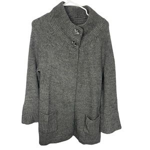 𝅺CHICO'S Grey Alpaca Wool Blend 2 Button Swing Cardigan, 1, Medium, 8